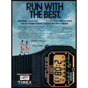 1984 Timex Marathon Runners Watch Vintage Print Ad US Track and Field Wall Art